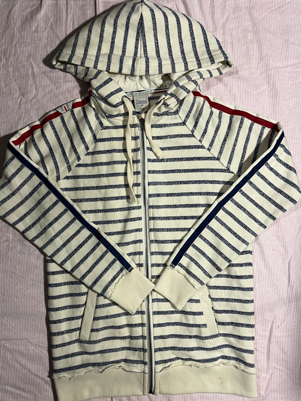 MARINIERE FRANCAISE STRIPED ZIP UP HOODIE